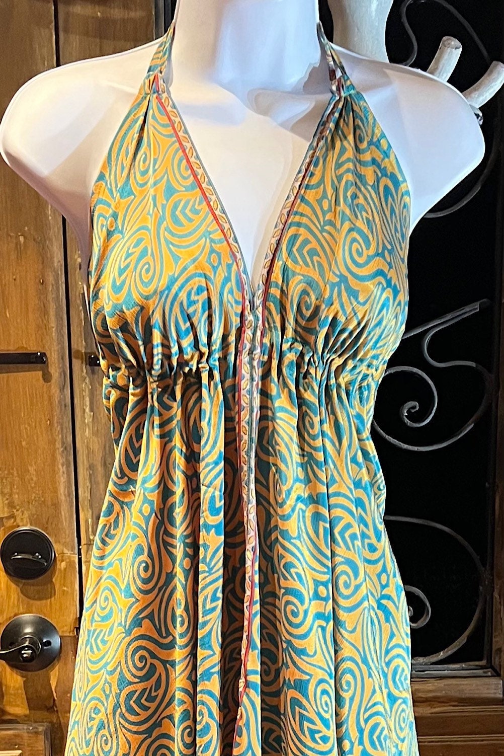 Boho Festival Dress, Bohemian Silk Dress, Ethnic Beach Short Dress, Festival Dress, Hippie Dress, Women Vintage Silk Boho Chic Gypsy Dress