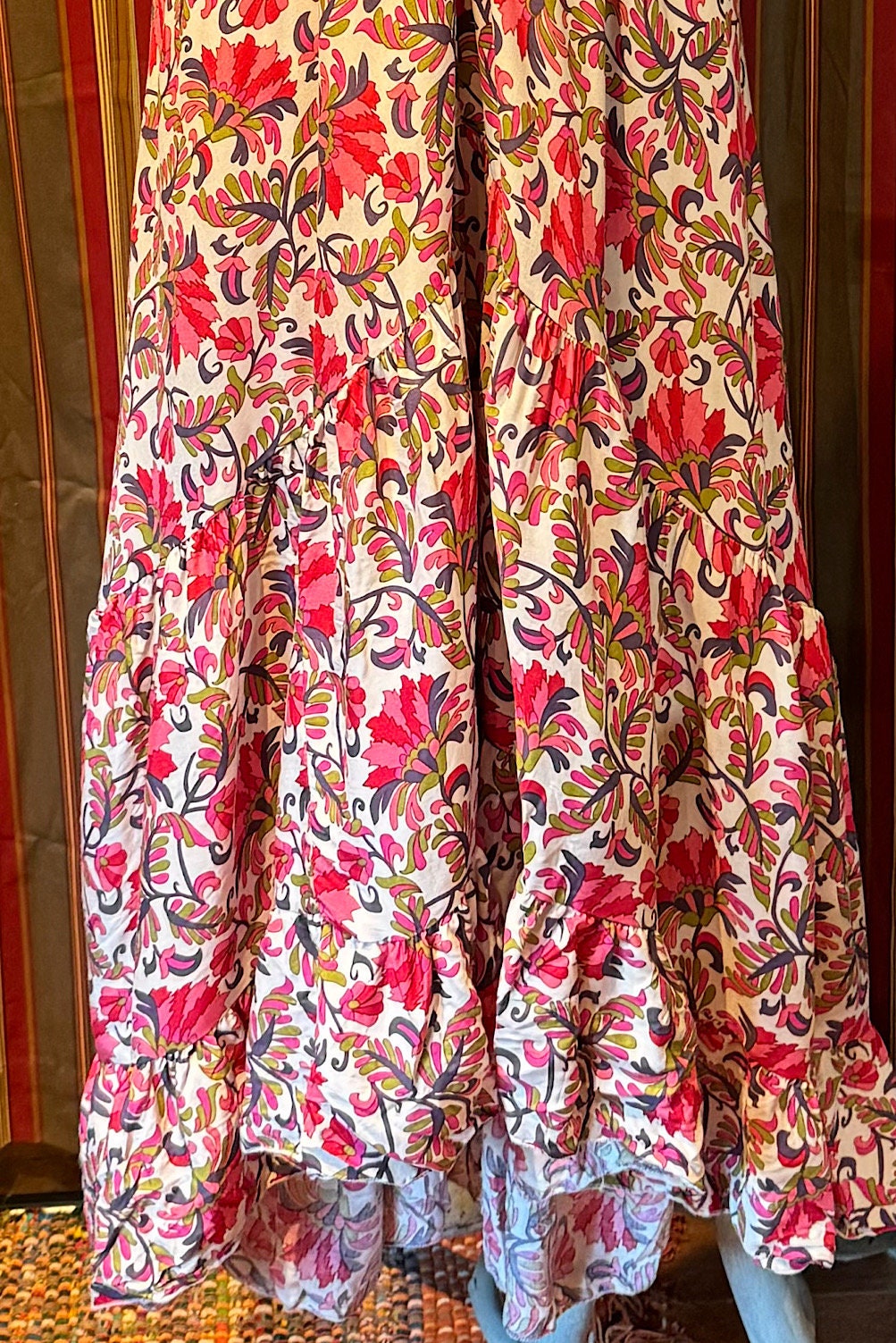 Boho Ruffle Long Dress, Hippie Dress, Open back Dress, Bohemian Festival Ethnic Dress, Boho Chic Dress, Beach Halter Ruffle Gypsy Dress