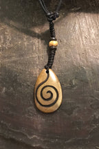 Carved Bone Pendant Necklace/ Chakra Necklace/ BoHo Bone Necklace/ Mantra Pendant/ Festival Jewelry/ Bone Pendant/ Spiritual Jewelry Gifts