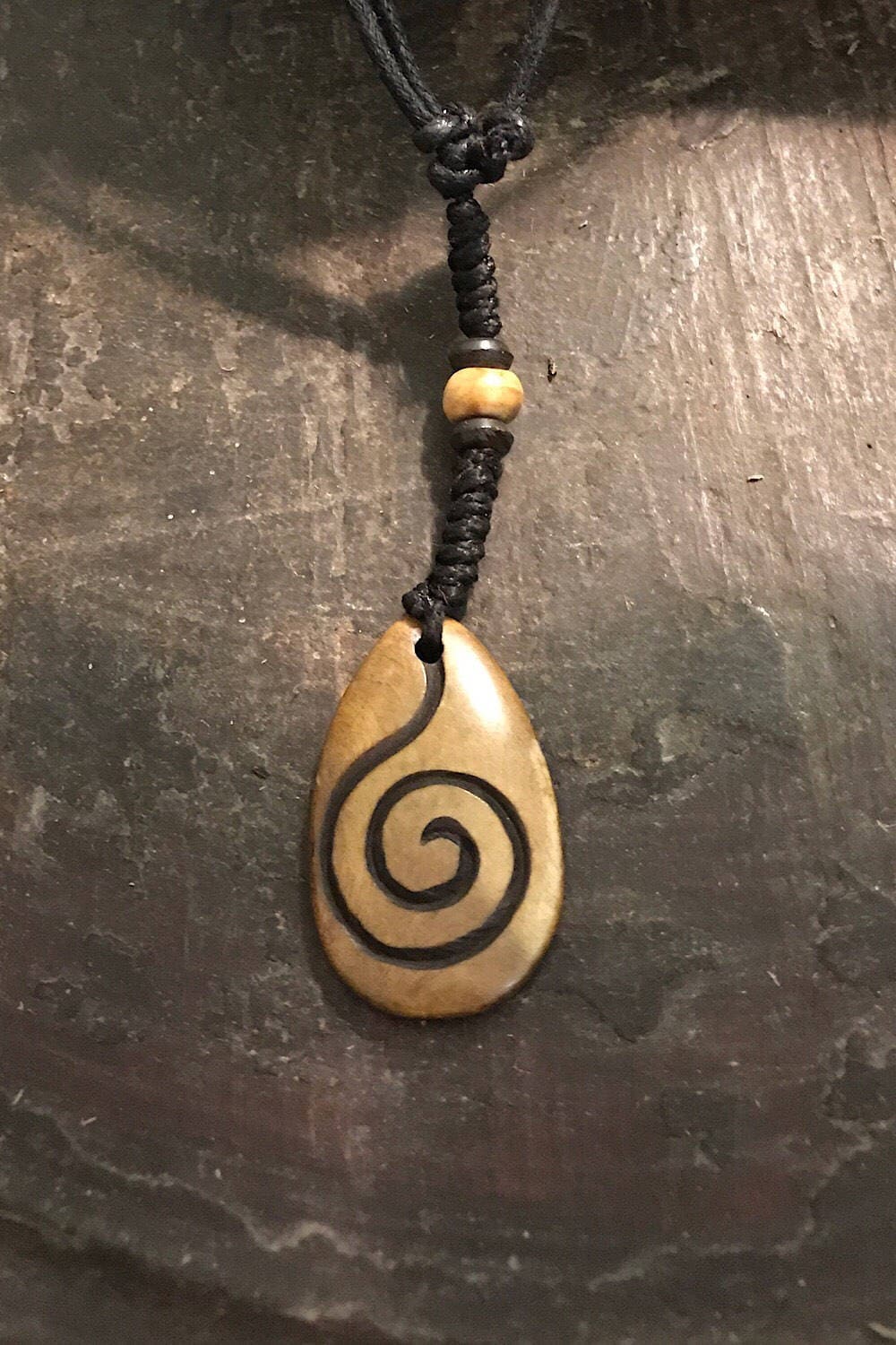 Carved Bone Pendant Necklace/ Chakra Necklace/ BoHo Bone Necklace/ Mantra Pendant/ Festival Jewelry/ Bone Pendant/ Spiritual Jewelry Gifts