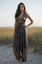 Boho Jumpsuit, Bohemian Clothing, Boho jumpsuit Harem Pants, Loose Yoga  Festival Pants, Wide Leg Women Festival Pants, Hippie Summer Romper