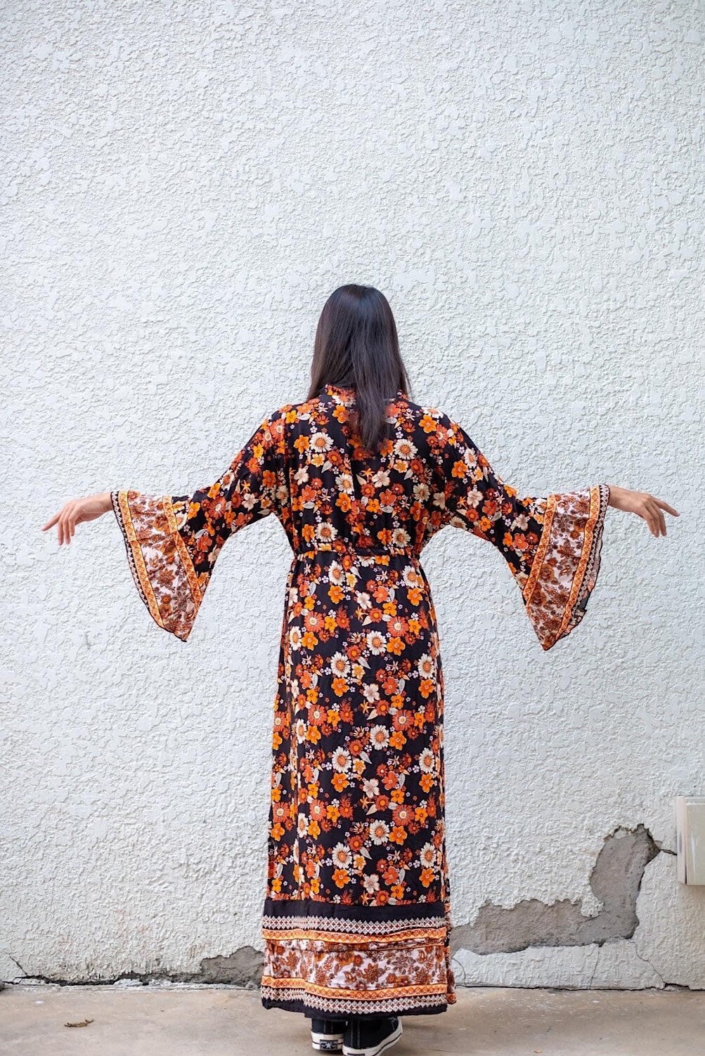 Boho Kimono Long Dress, Hippie Dress, Long Bell Sleeves Dress, Bohemian Festival Ethnic Dress, Boho Dress, Beach Gypsy Adjustable Dress