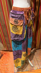 Bohemian Style Patchwork Cargo Jogger Pants