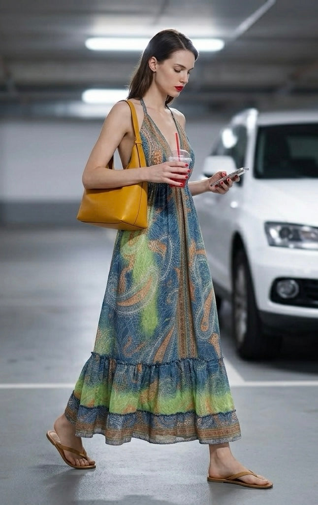 Bohemian Halter Neck Maxi Dress