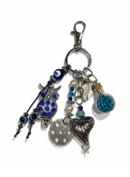 Decorative Owl and Heart Charm Keychain Accessory