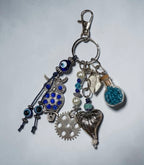 Decorative Owl and Heart Charm Keychain Accessory