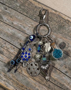 Decorative Owl and Heart Charm Keychain Accessory
