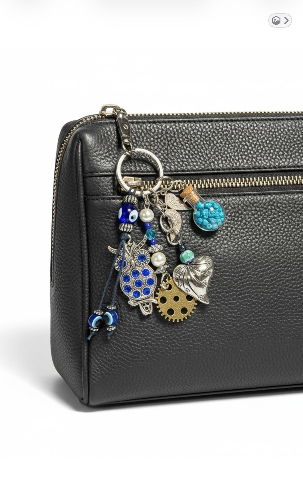 Decorative Owl and Heart Charm Keychain Accessory