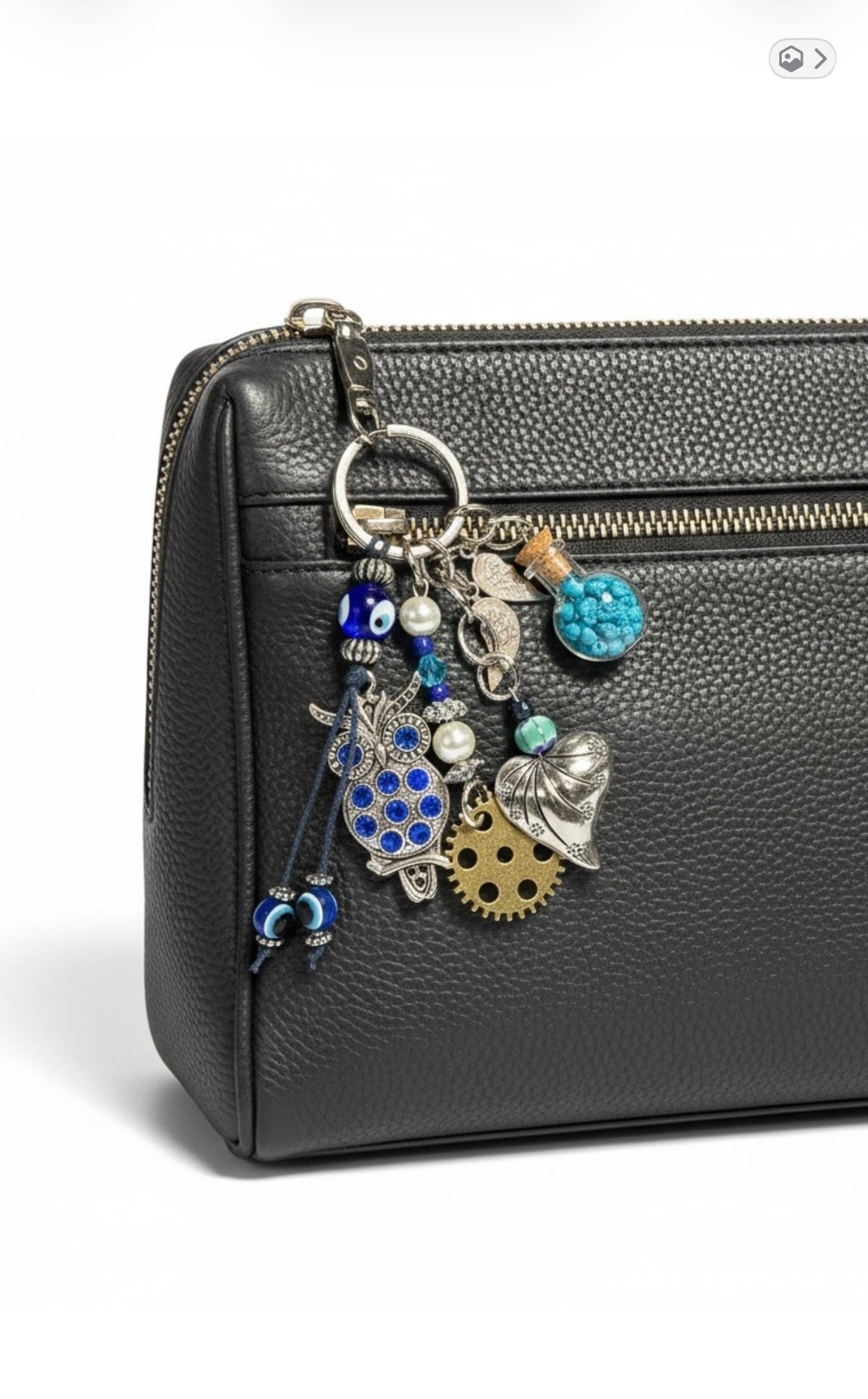 Decorative Owl and Heart Charm Keychain Accessory