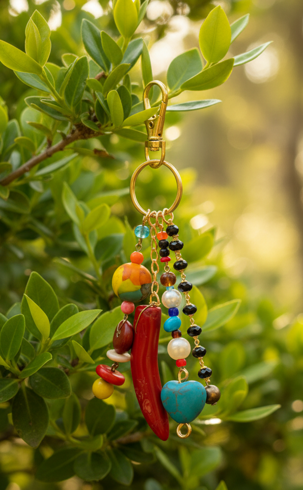 Beaded, Chain keychain, additional view 2 from Ariel La Boutique