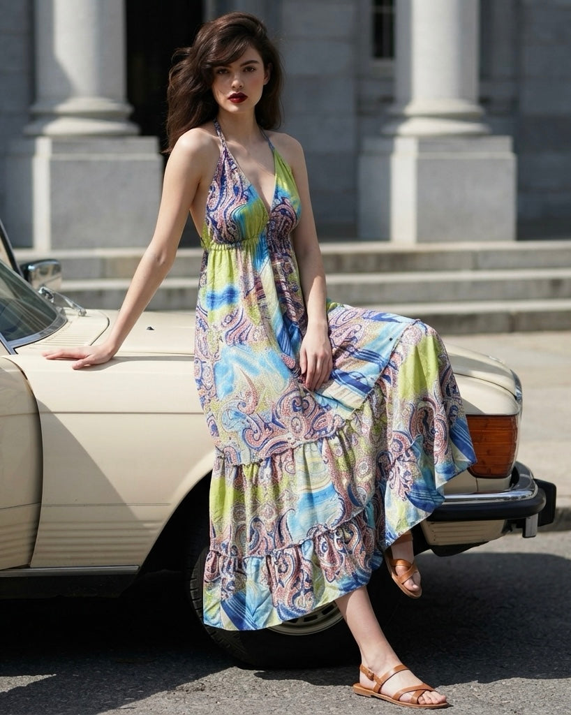 Bohemian Halter Neck Maxi Dress