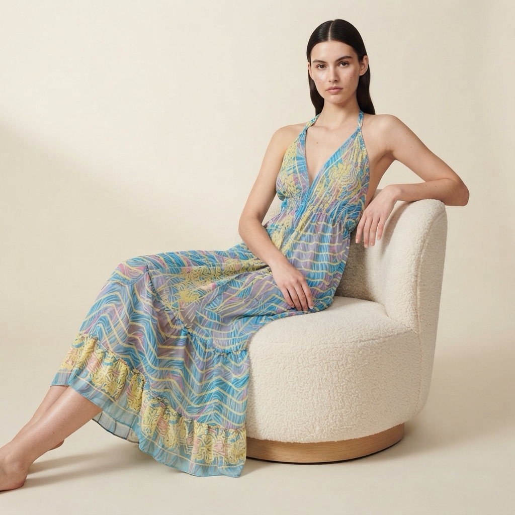 Bohemian Halter Neck Maxi Dress