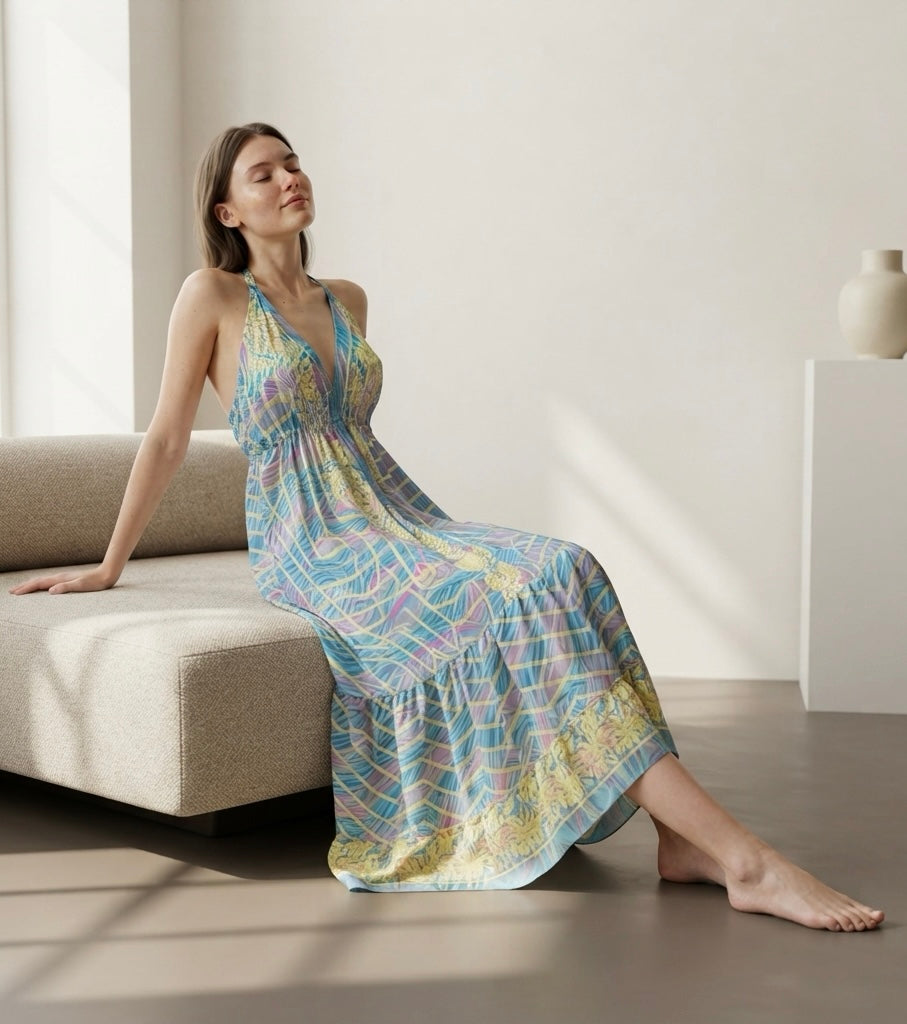 Bohemian Halter Neck Maxi Dress