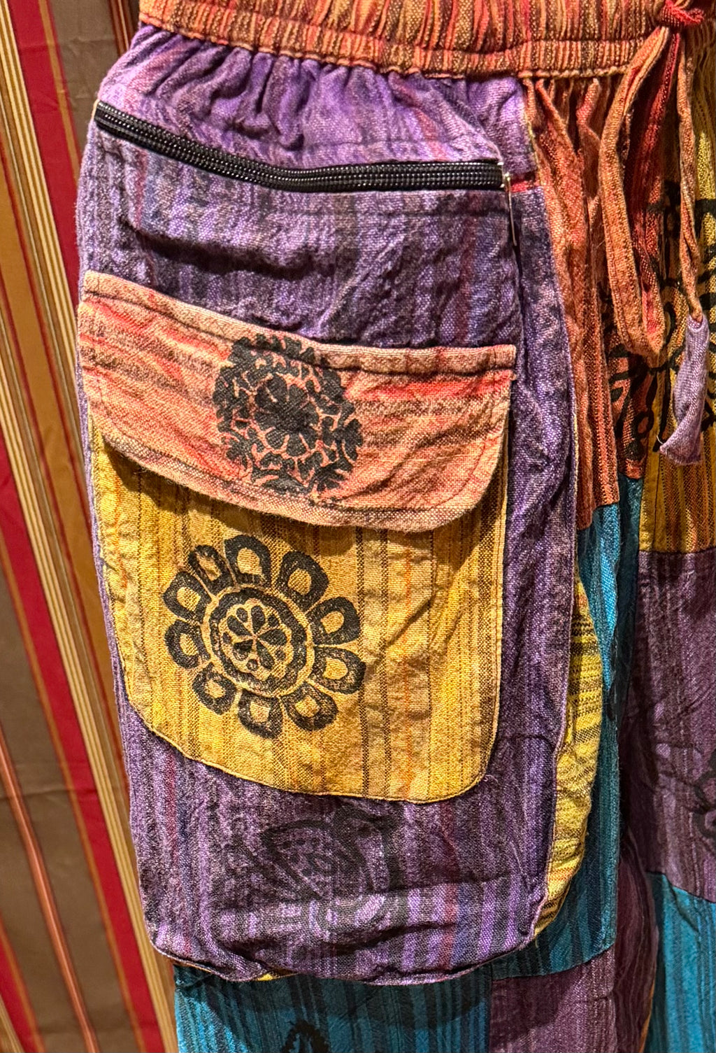 Bohemian Style Patchwork Cargo Jogger Pants