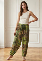 Casual Bohemian Style Elastic Waist Trousers