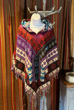 Festival Hooded Poncho: Unisex Boho Woven Wool Blend