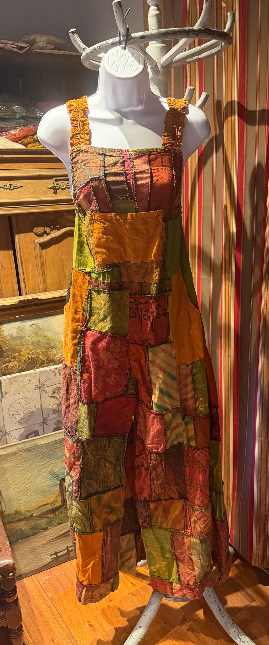 Bohemian Cotton Patchwork Wide Leg Jumpsuit