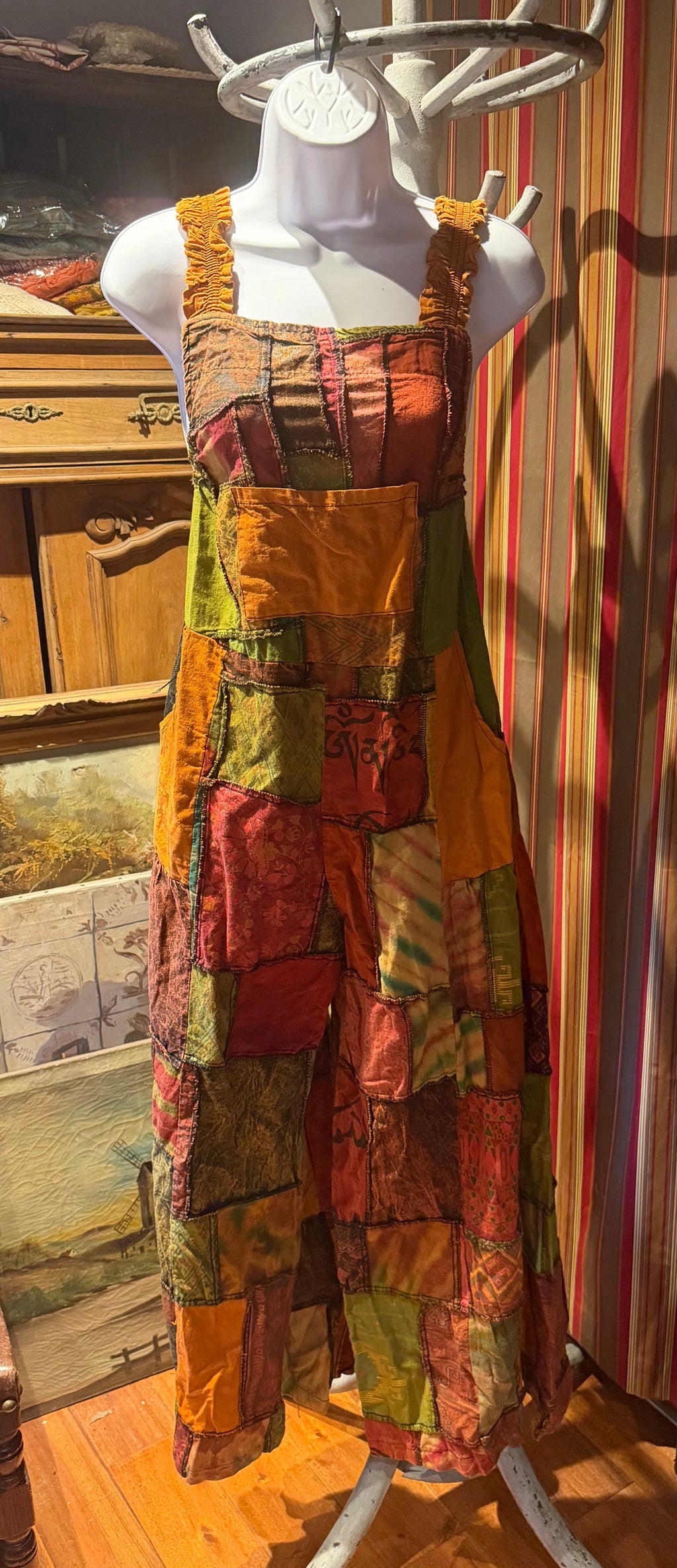 Bohemian Cotton Patchwork Wide Leg Jumpsuit