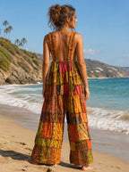 Bohemian Cotton Patchwork Wide Leg Jumpsuit
