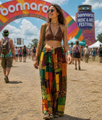 Bohemian Style Cotton Patchwork Wide Leg Festival Trousers