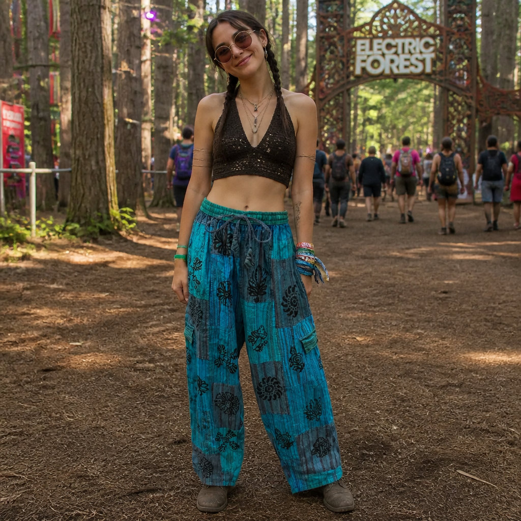 Bohemian Style Wide Leg Drawstring Lounge Pants