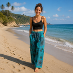 Bohemian Style Wide Leg Drawstring Lounge Pants