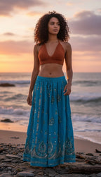 Sequined, Ethnic, Hippie, Festival, Bohemian skirt, alternate view from Ariel La Boutique
