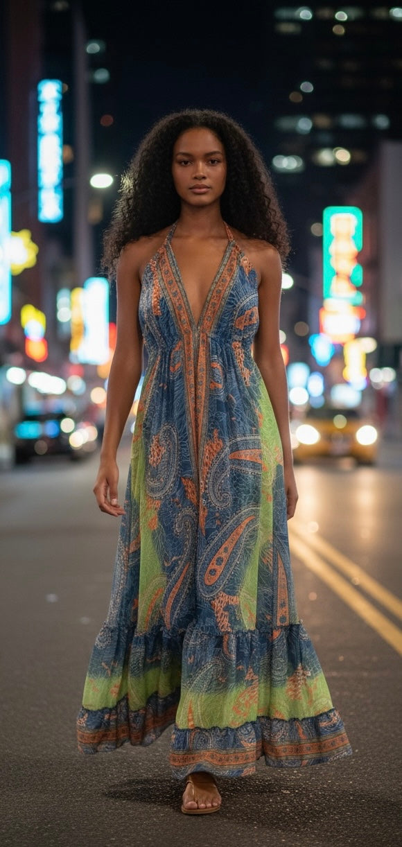 Bohemian Halter Neck Maxi Dress