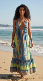 Bohemian Halter Neck Maxi Dress