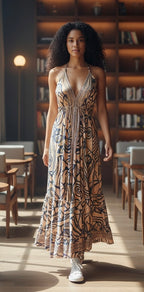 Bohemian Style Halter Neck Maxi Dress