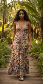 Bohemian Style Halter Neck Maxi Dress