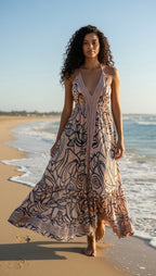 Bohemian Style Halter Neck Maxi Dress