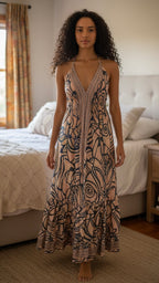 Bohemian Style Halter Neck Maxi Dress