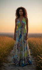 Bohemian Halter Neck Maxi Dress