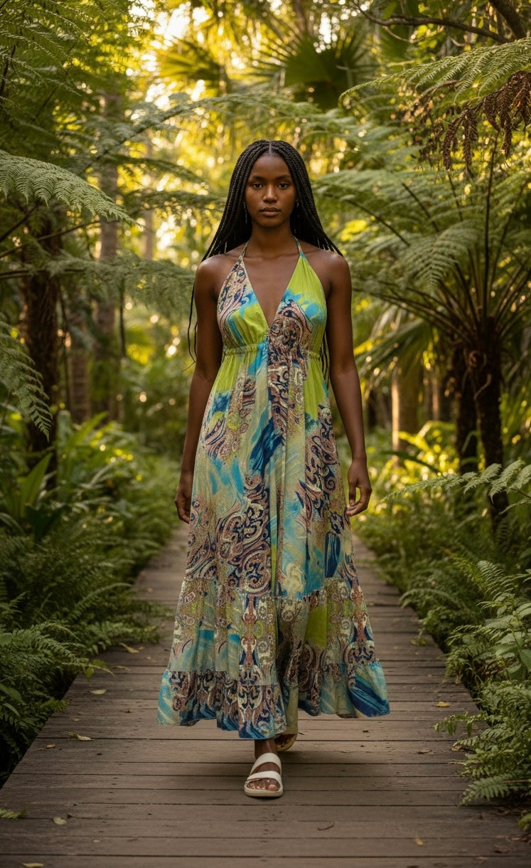 Bohemian Halter Neck Maxi Dress
