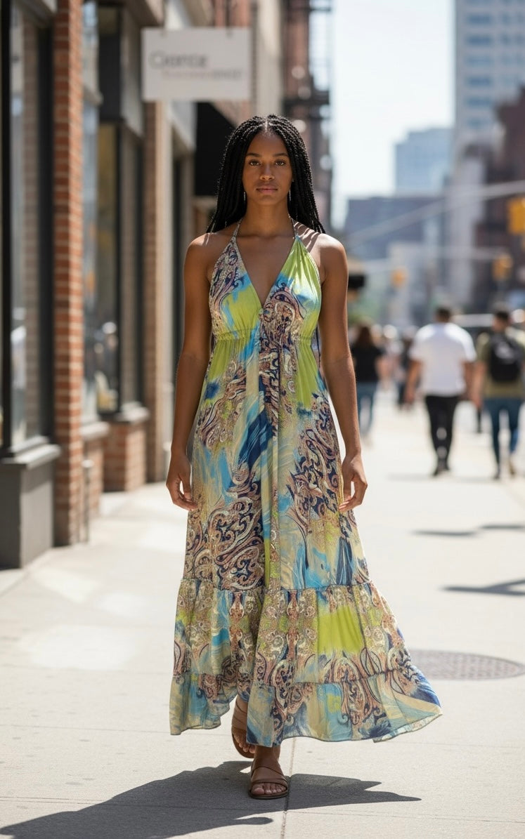 Bohemian Halter Neck Maxi Dress