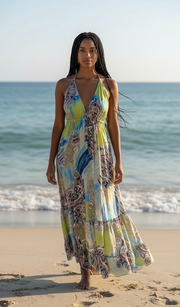 Bohemian Halter Neck Maxi Dress