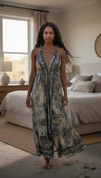 Flowing Halter Neck Maxi Dress