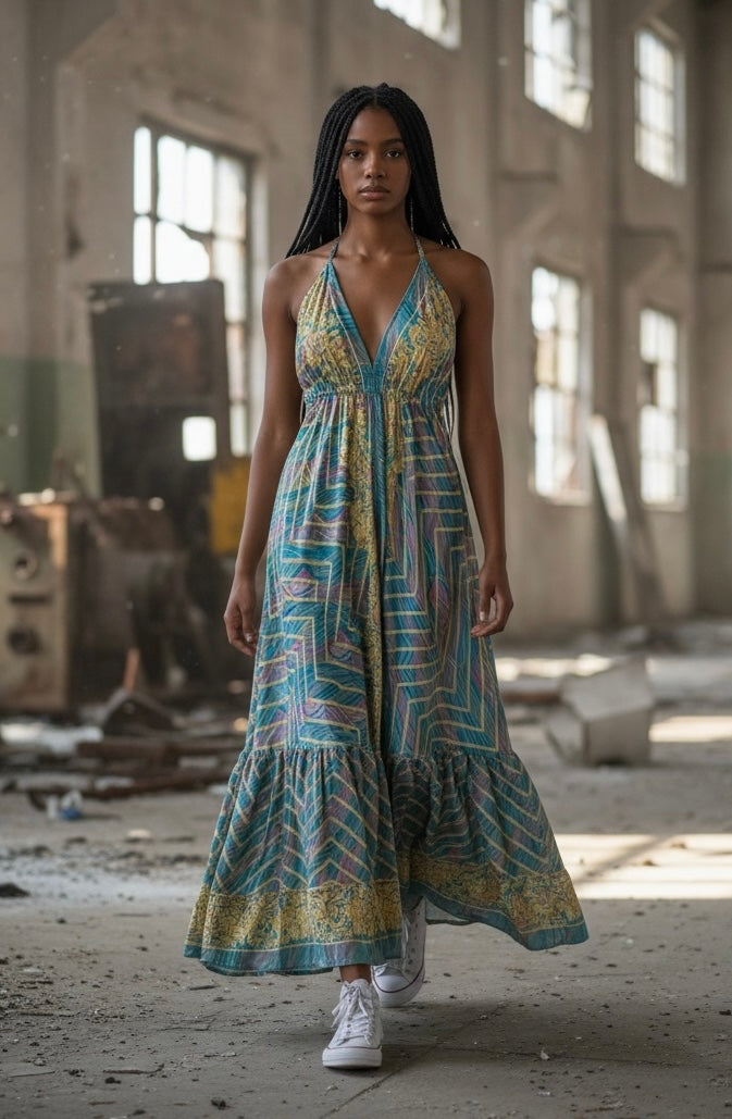 Bohemian Halter Neck Maxi Dress