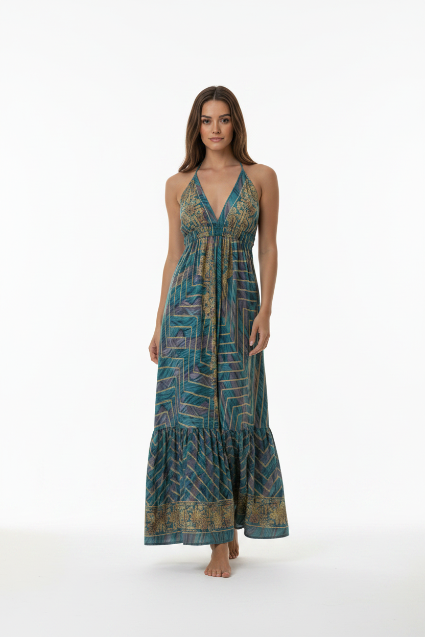 Bohemian Halter Neck Maxi Dress