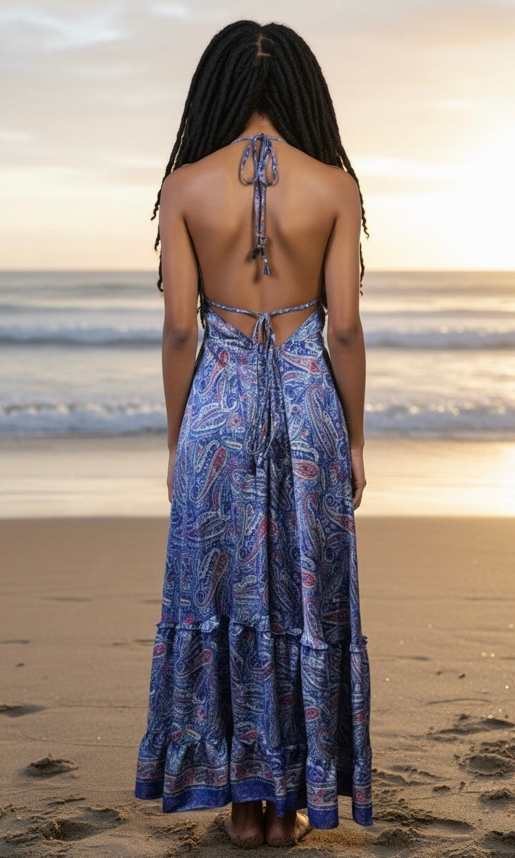 Flowing Halter Neck Maxi Dress