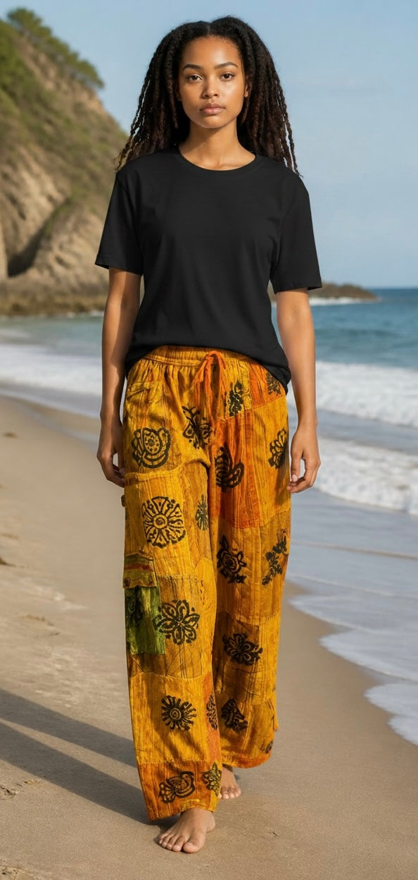 Casual Bohemian Style Wide Leg Cargo Pants