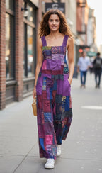 Bohemian Cotton Patchwork Style Overalls Jumpsuits Wide legs One size (Copy)