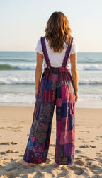Bohemian Cotton Patchwork Style Overalls Jumpsuits Wide legs One size (Copy)