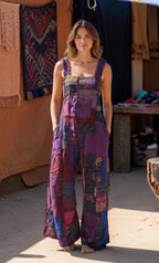 Bohemian Cotton Patchwork Style Overalls Jumpsuits Wide legs One size (Copy)