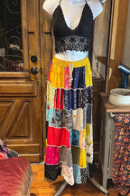 Boho long Skirt, Patchwork Long Maxi Skirt, Bohemian Boho Chic Festival Skirt, Ethnic Hippie Summer One Size Feminine Long Skirt, Boho SkIrt