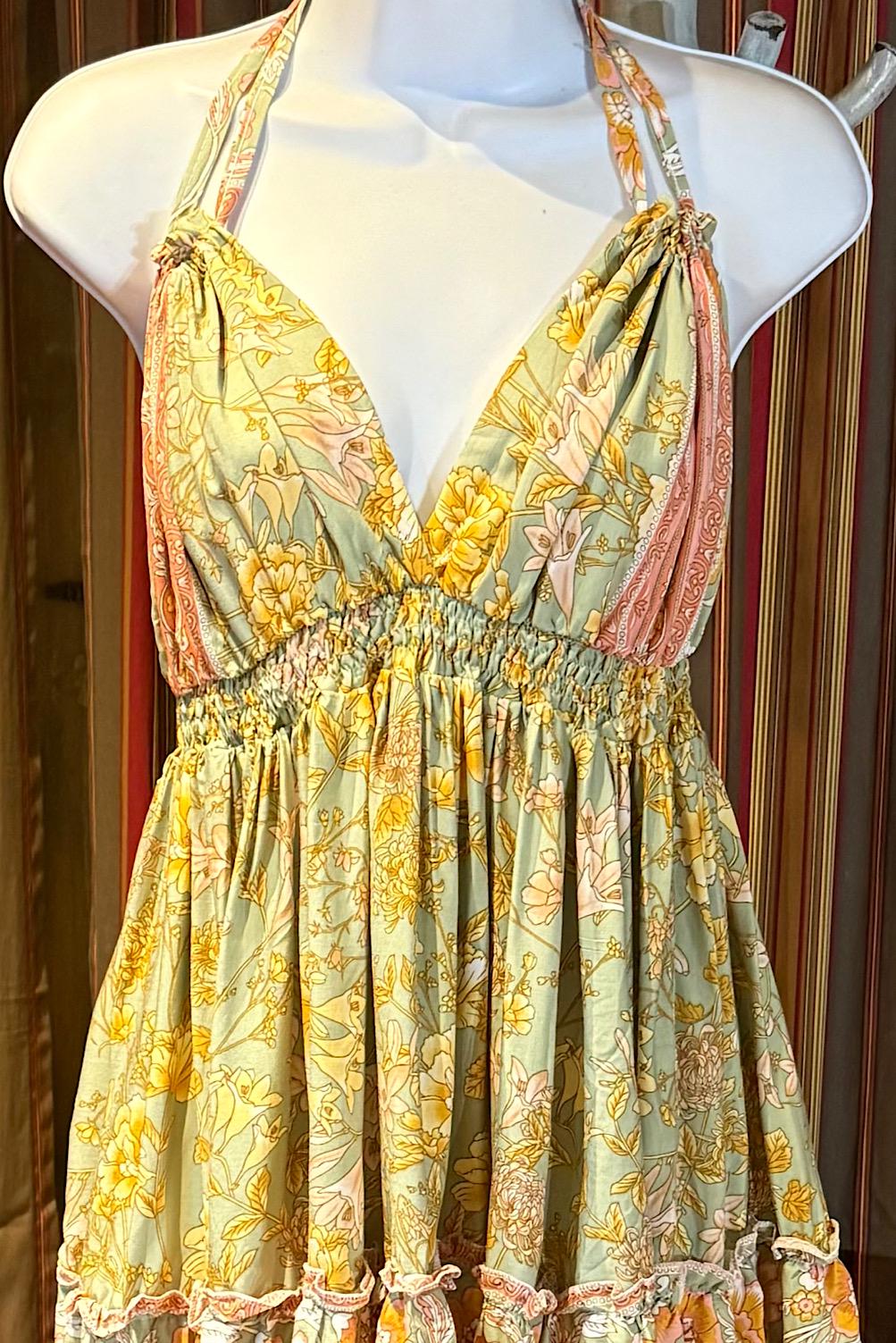 Boho Short Ruffle Dress, Hippie Dress, Open back Dress, Bohemian Festival Ethnic Dress, Boho Dress, Beach Halter Ruffle Boho Gypsy Dress