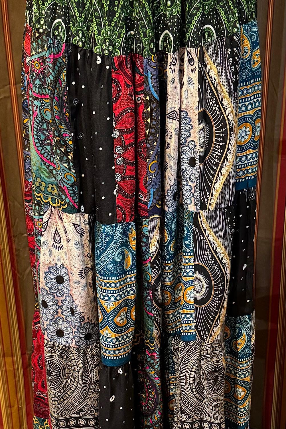 Boho long Skirt, Patchwork Long Maxi Skirt, Bohemian Boho Chic Festival Skirt, Ethnic Hippie Summer One Size Feminine Long Skirt, Boho SkIrt