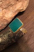 Green Onyx Rough Gemstone Ring, Brass Ring, Adjustable Boho Ring, Tribal Jewelry, Gypsy Rings, Crystal Stone Ring, Statement Spiritual Ring