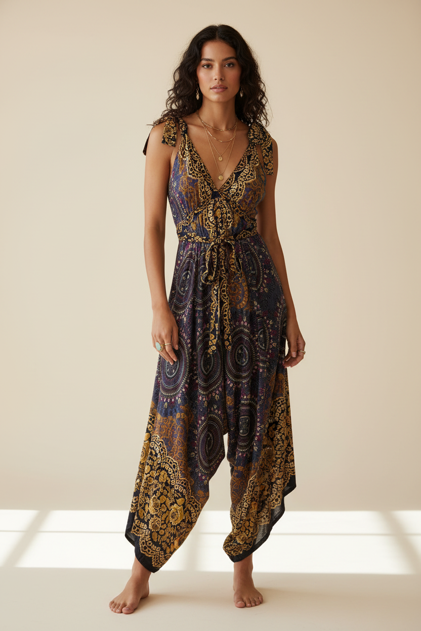 Boho Jumpsuit, Bohemian Clothing, Boho jumpsuit Harem Pants, Loose Yoga  Festival Pants, Wide Leg Women Festival Pants, Hippie Summer Romper